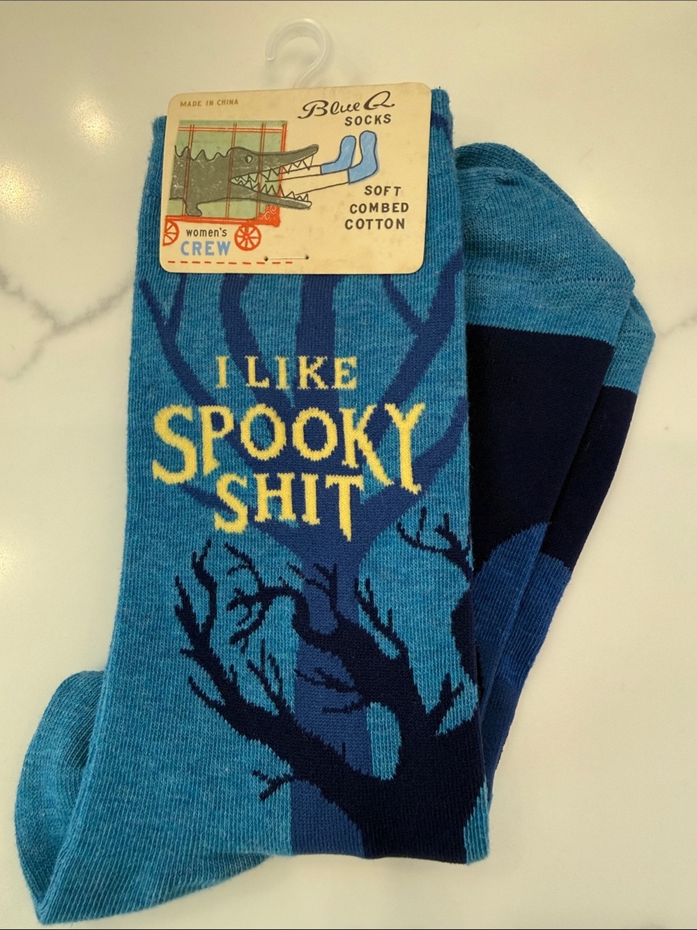 Blue Q Socks, Blue Women’s Crew, I Like Spooky Shit, New